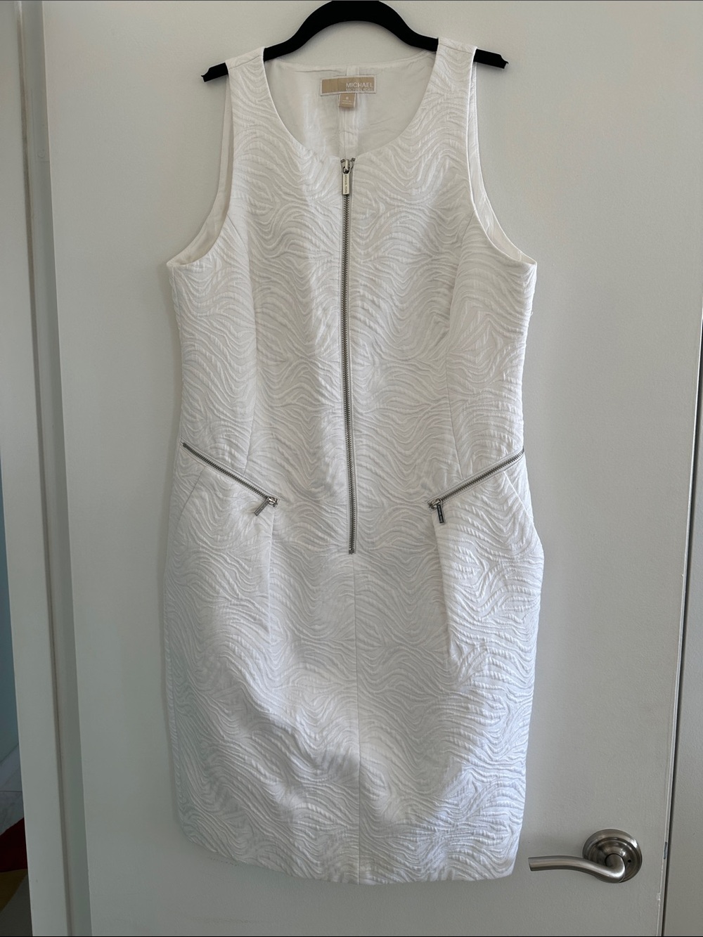 MICHAEL Michael Kors White Textured Zip-Front Mini Dress
